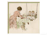 Mother Pushes Her Two Babies on a Swing Giclee Print by Woldemar Friedrich