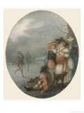 Genteel Ladies Stand and Watch Ice Skating in January Giclee Print by Francesco Bartolozzi