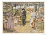 Rural General Store with Various Customers Giclée-Druck von Francis Bedford
