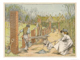 Bricklayers are Building a Colonnade to Line the Garden Path Impressão giclée por Francis Bedford
