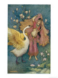 Swan Grateful for Being Spared by Prince Nala Tells Damayanti How Handsome He Is Giclee Print by Warwick Goble