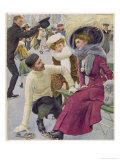 An Attentive Fellow Kneels and Enquires as to the Health of His Charming Companion Giclee Print by Oscar Bluhm