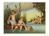 Children are Frightened at the Sight of the Mermaid as They Bathe Giclee Print by Eleanor Vere Boyle