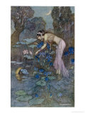 Warwick Goble - Sita Finds Rama (Seventh Avatar of Vishnu) Among the Lotus Blooms - Giclee Baskı