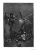 The Hound of the Baskervilles Holmes Shoots the Sinister Hound reproduction procédé giclée par Sidney Paget