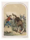 La Bete du Gevaudan Peasants Attack the Beast as It Stands Over Its Terrified Victim Giclee Print by Louis Lassalle
