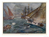 Captain Fagg in the "Buck" Out-Sails the Spanish Blockade Giclee Print by J.r. Skelton