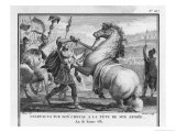 Slave Revolt Spartacus as a Symbol of His Determination Kills His Own Horse Before the Final Battle Giclee Print by Augustyn Mirys