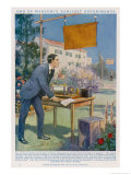 Guglielmo Marconi Conducting an Early Experiment in Wireless Telegraphy in His Father's Garden Lámina giclée por T.h. Robinson