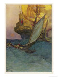 Pirates Attacking a Spanish Galleon in the West Indies Giclée-Druck von Howard Pyle
