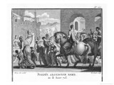 Hearing That Julius Caesar Has Crossed the Rubicon Pompeius Flees Rome Reproduction procédé giclée par Augustyn Mirys