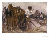Explorers Eyre and Wylie are Menaced by the Natives Giclee Print by G.w. Lambert