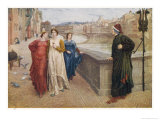 Dante Alighieri Italian Writer Meeting His Beloved Beatrice Portinari on the Lung'Arno Florence Giclee Print by Henry Holiday