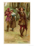 As You Like It, Rosalind with Touchstone and Audrey in the Forest of Arden reproduction procédé giclée par Walter Paget