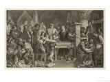 Caxton Showing the First Specimen of His Printing to King Edward IV at the Almonry Westminster reproduction procédé giclée par Daniel Maclise