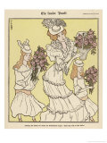 Mother and Her Daughters Carrying Bouquets of Roses in a Decorative Manner reproduction procédé giclée par Thomas Theodor Heine
