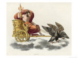 Zeus Carrying a Handful of Thunderbolts in His Golden Chariot Drawn by Eagles Giclee Print by P. Palagi