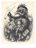 Pot-Bellied Father Christmas with Lots of Presents Giclee Print by Thomas Nast