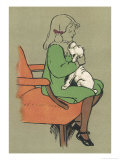Little Girl is Licked Under the Chin by Her Affectionate White Puppy reproduction procédé giclée par Cecil Aldin
