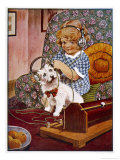 Two Young Listeners with Headphones Giclee Print by Basil Reynolds
