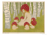 Creatures of the Woods in Their Toadstool Hats Reproduction procédé giclée par Ed. Okun