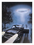 New Hampshire, Betty and Barney Hill Driving at Night See a UFO Giclee Print by Terry Hadler
