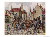 The Children Follow Him out of the Town Giclee Print by Edward Gregory