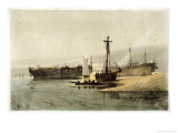 Prison Hulks on the Thames Giclee Print by Samuel Prout