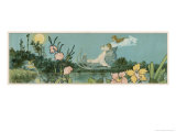 Girl is Taken by a Friendly Fairy on an Aerial Voyage in a Magical Sleigh Giclee Print by P. Kauffmann
