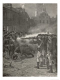 Boston Massacre British Troops Open Fire Giclee-trykk av Howard Pyle