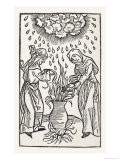 Two Witches Brew a Potion Adding a Cock and a Snake to the Seething Cauldron Giclee Print by Molitor 