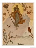 Traditional Witch Flies Through the Air with, But Not on, Her Broomstick reproduction procédé giclée par Kate Greenaway