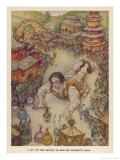 He Visits Blefuscu and Lies on the Ground to Kiss the Emperor's Hand Giclee Print by R.g. Mossa