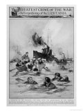 Survivors in the Water after the Torpedoed Liner Goes Down Giclee Print by E.s. Hodgson
