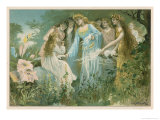 Fairies Feed an Earth-Child on Night-Mist Flavoured with the Scent of Flowers Giclee Print by P. Kauffmann