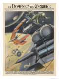German Engineer Wernher Von Braun Proposes a Variety of Designs for Interplanetary Spacecraft Giclee Print by Walter Molini