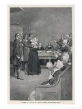 Witch Trial in Massachusetts, The Accusing Girls Point at the Victim Giclee-trykk av Howard Pyle