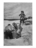 Captain Kidd Burying Treasure on Gardiners Island Giclee-trykk av Howard Pyle