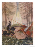 Gareth Vanquishes the Red Knight While Lynette Watches from the Trees Giclee Print by Mackenzie 