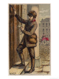 London Postman Knocks at a Door Giclee Print by H.w. Petherick