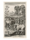 Farmers Appraising Horses and Cattle Lámina giclée por Michael van der Gucht