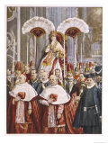 Pope Leo XIII (Gioacchino Vincenzo Raffaelle Luigi Pecci) Borne in Procession in St. Peter's Rome reproduction procédé giclée par E. Nardi
