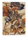 Cuchulain (Cu Chulainn) Rides His Chariot into Battle Reproduction procédé giclée par Joseph Christian Leyendecker