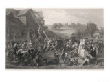 Raising the Maypole Outside an English Manor House to the Applause of the Assembled Villagers Giclee Print by E. Goodall
