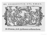 Traveller in Old Scandinavia Encounters a Group of Faun- Like Demons Giclee Print by Olaus Magnus