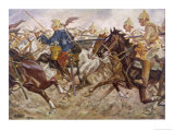 French Cavalry Retreat from a German Attack Giclée-Druck von Angelo Jank