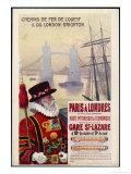 By Rail and Sea from Paris to Brighton or London Featuring a Beefeater and Tower Bridge 1 of 8 reproduction procédé giclée par René Péan