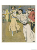 German Lady Player Returns a Shot Giclee Print by E. Hulemann
