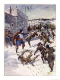 Montreal Maisonneuve Defends Ville Marie (Montreal) Against the Iroquois Giclee Print by Henry Sandham