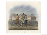 Couple Meet up with a Friend for a Chat at a Country Fair Giclee Print by Geo Hunt
